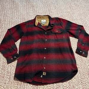 Legendary Whitetails Men's Burgundy and Black Plaid Shirt